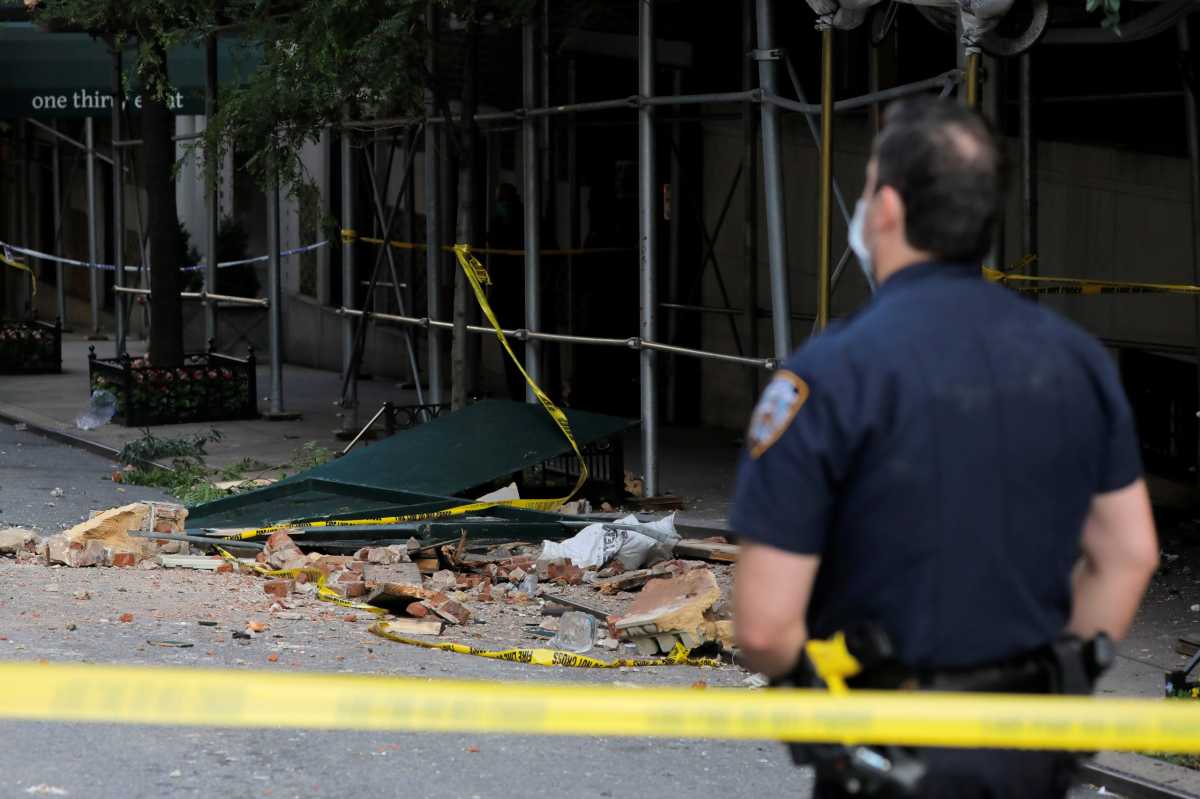 Scaffolding collapse near the corner of Lexington Avenue and East 36th Street in Manhattan, New York City