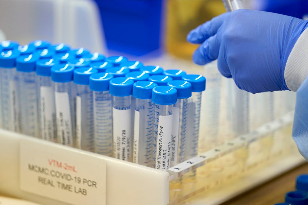 FILE PHOTO: A lab at Methodist Dallas Medical Center testing samples for coronavirus disease (COVID-19) in Dallas