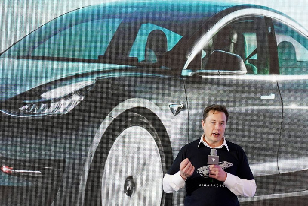 FILE PHOTO: Tesla Inc CEO Elon Musk speaks at a delivery event at the company’s factory in Shanghai