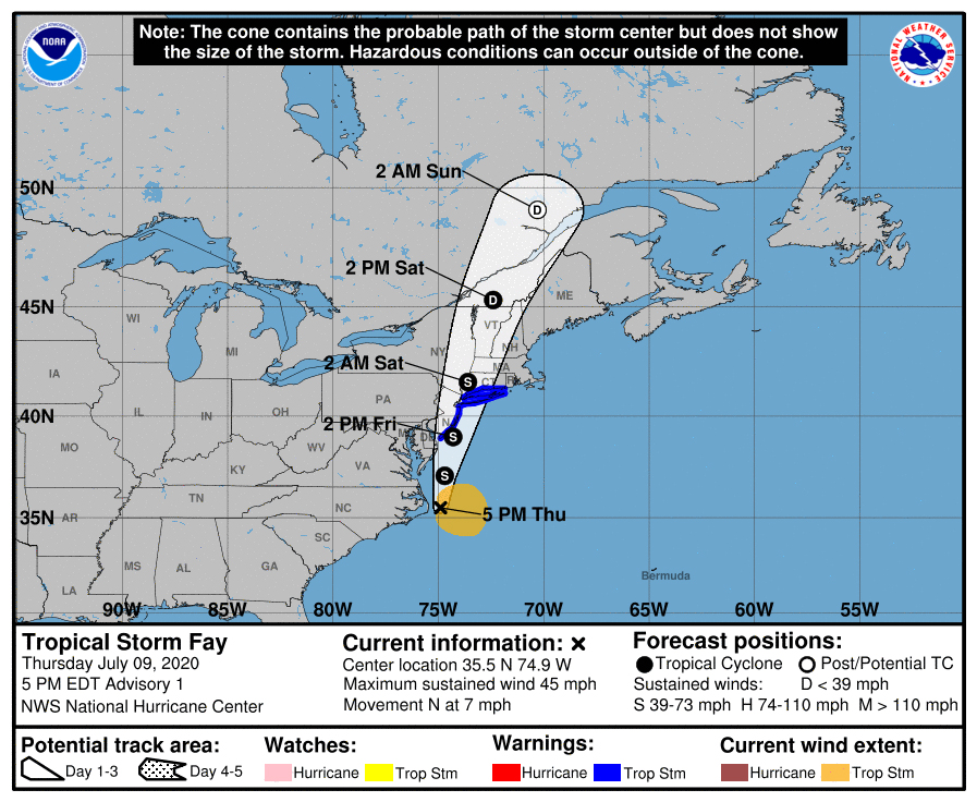 No way, Fay! NYC under tropical storm warning as heavy rain and wind