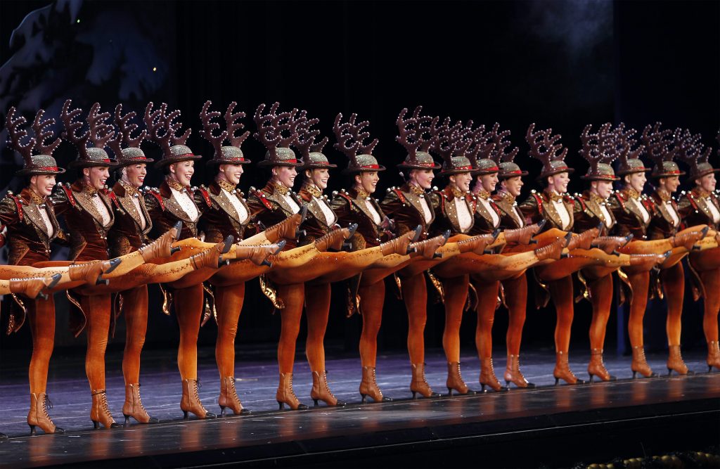 The Rockettes dance during a dress rehearsal of the Radio City Christmas Spectacular show in New York