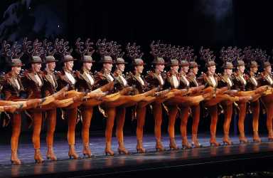 The Rockettes dance during a dress rehearsal of the Radio City Christmas Spectacular show in New York