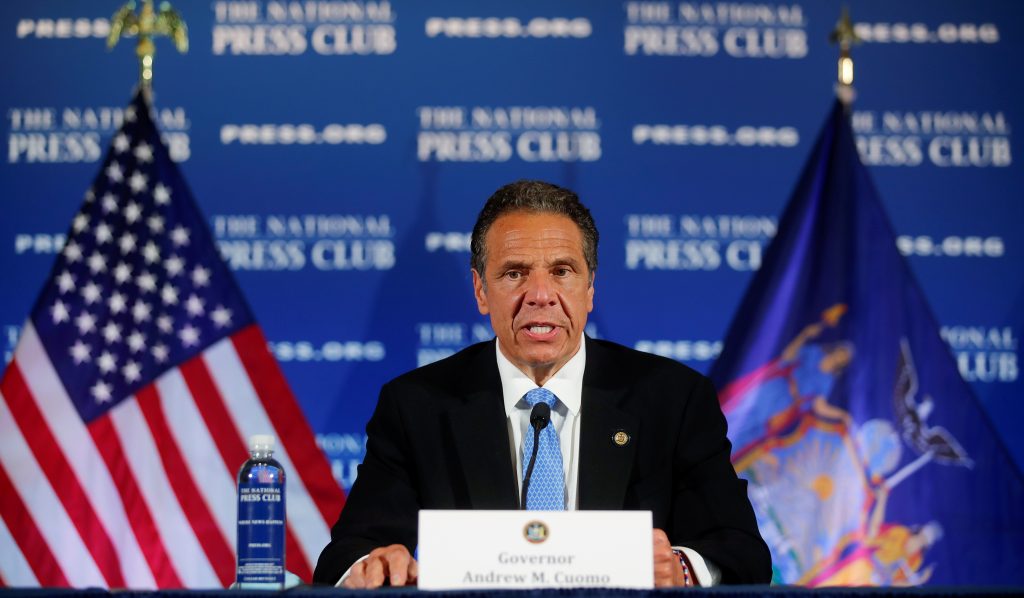 New York Governor Cuomo holds a briefing on the coronavirus response at the National Press Club in Washington