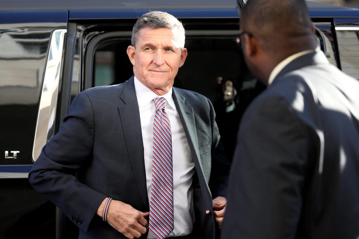 FILE PHOTO: Former national security adviser Flynn arrives for sentencing hearing at U.S. District Court in Washington