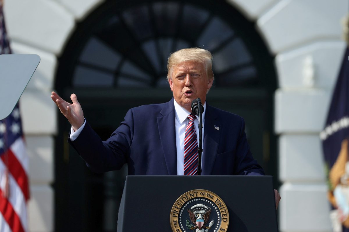 FILE PHOTO: U.S. President Trump touts administration efforts to curb federal regulations during an event on the South Lawn of the White House in Washington