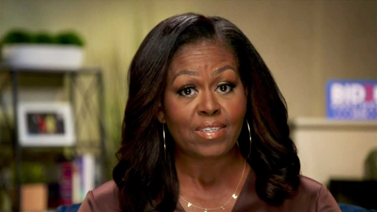 Former first lady Michelle Obama addresses the all virtual 2020 Democratic Convention hosted from Milwaukee, Wisconsin