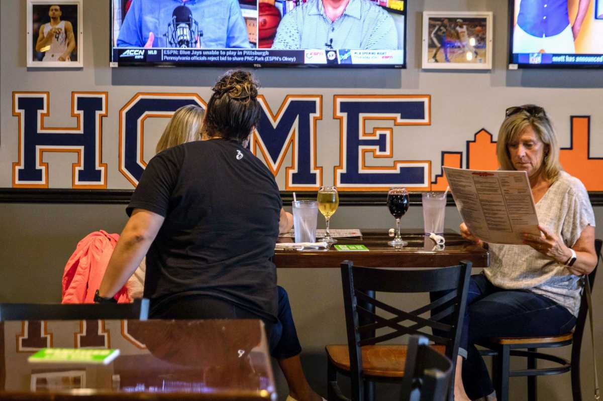 FILE PHOTO: A view of the Home Team Pub which has recently introduced strict social distancing rules after reopening from coronavirus disease (COVID-19) restrictions in the Syracuse suburb of Liverpool, New York,