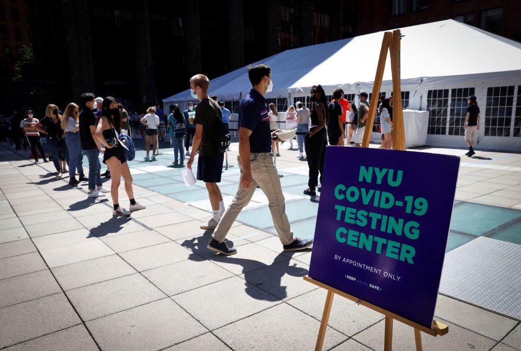 New York University (NYU) testing site for returning students and staff at NYU campus in New York