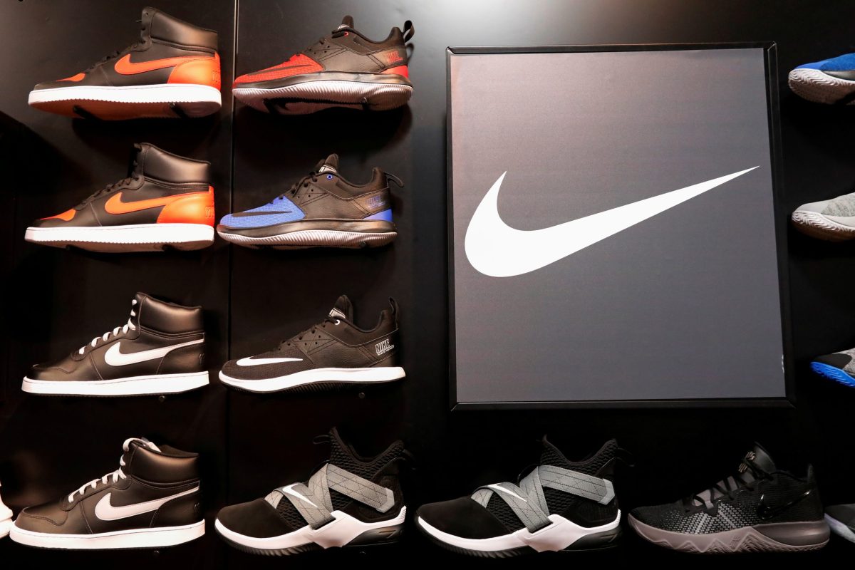FILE PHOTO: Nike shoes are seen on display in New York