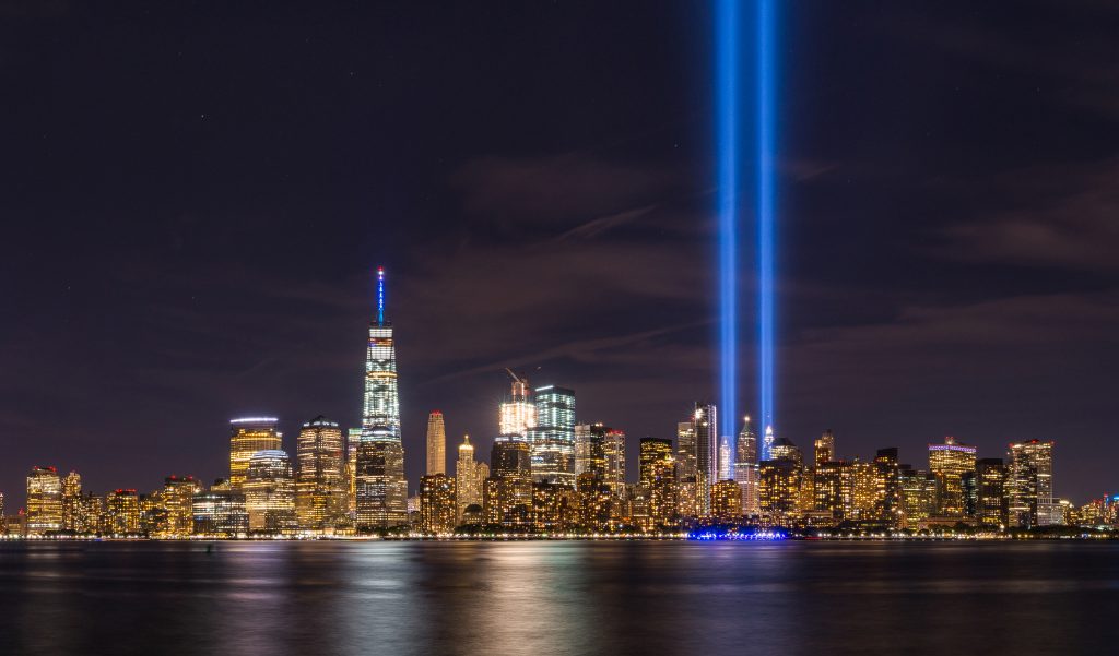 Tribute in Light from Liberty State Park, New Jersey