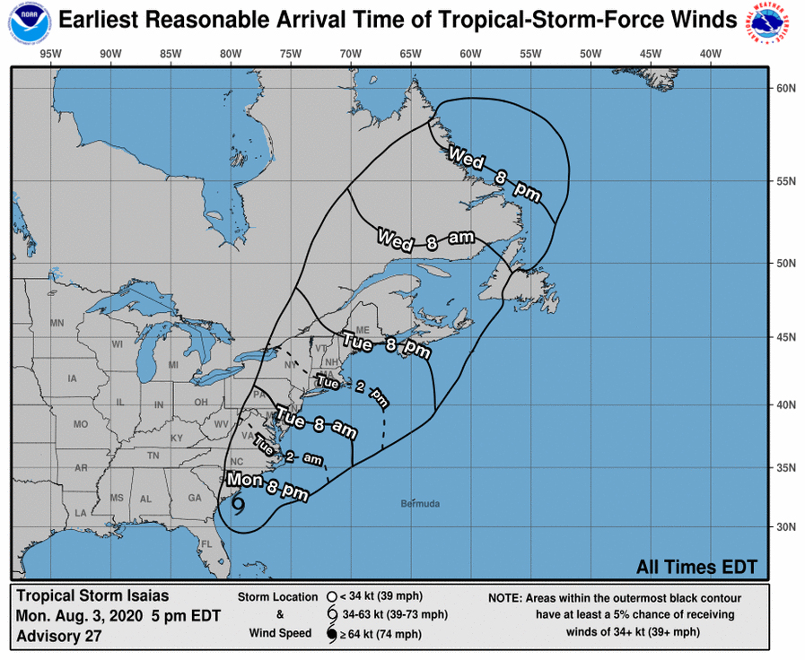 TROPICAL STORM ISAIAS: Travel advisory for NYC Tuesday with heavy wind & rain expected 3