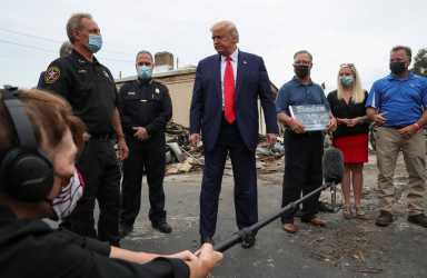 U.S. President Trump visits site of protests against police brutality and racial injustice in Kenosha, Wisconsin
