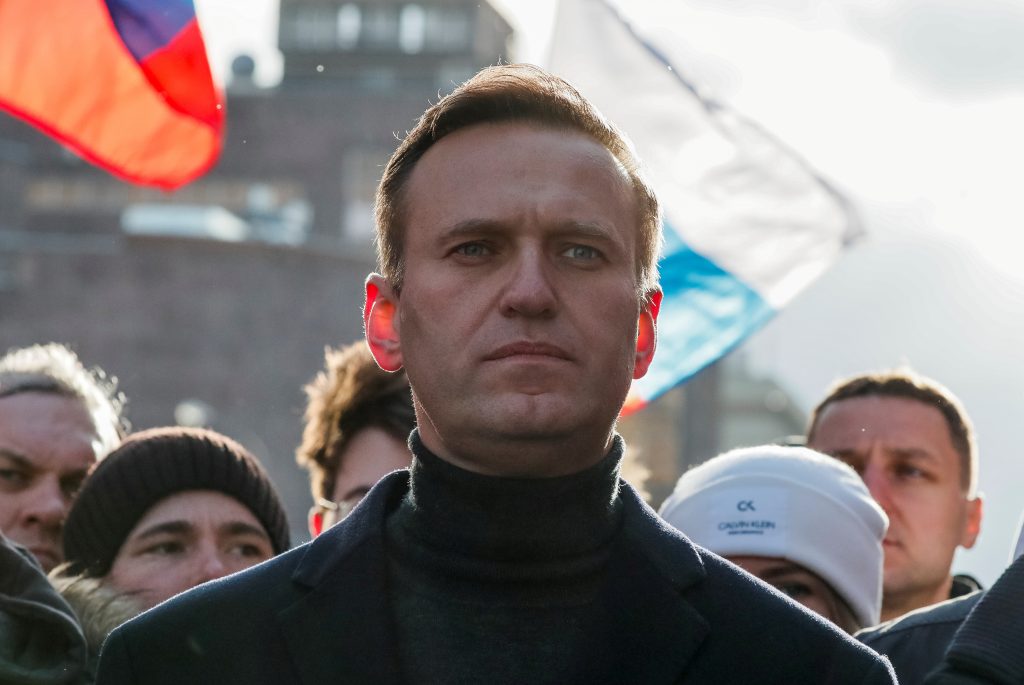 FILE PHOTO: Russian opposition politician Alexei Navalny takes part in a rally to mark the 5th anniversary of opposition politician Boris Nemtsov’s murder and to protest against proposed amendments to the country’s constitution, in Moscow