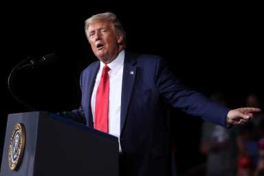 U.S. President Trump holds a campaign rally at Smith Reynolds Regional Airport in Winston-Salem, North Carolina