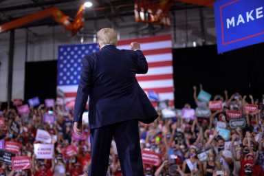 U.S. President Trump rallies with supporters at a campaign event in Henderson, Nevada