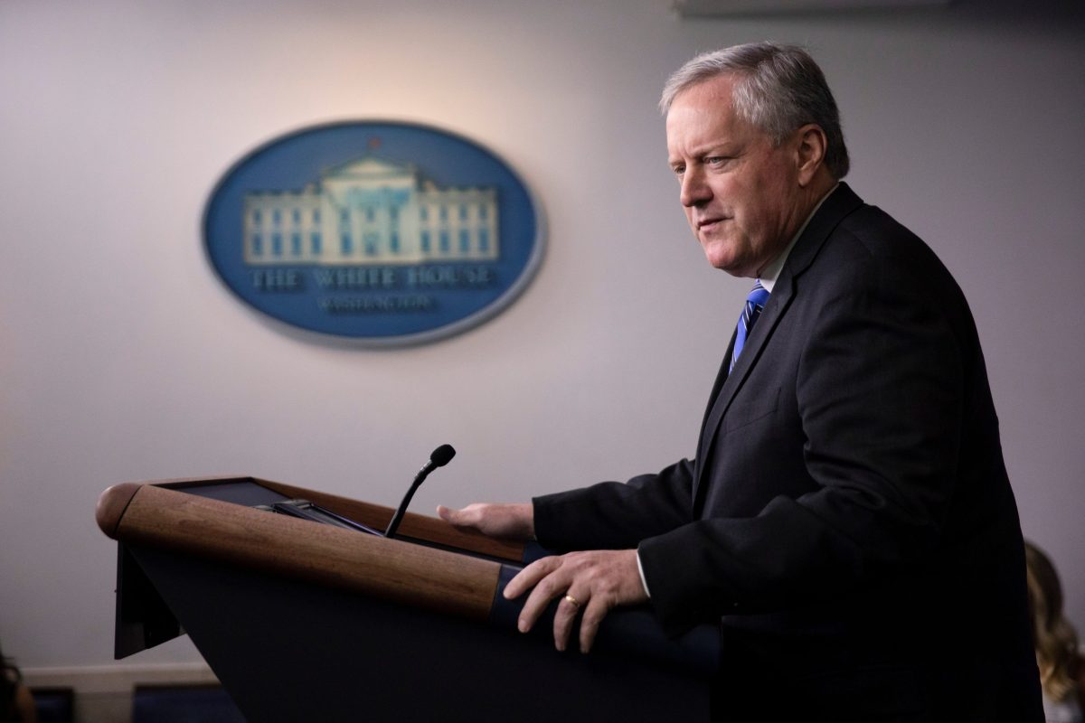 White House Chief of Staff Mark Meadows speaks to reporters at the White House in Washington