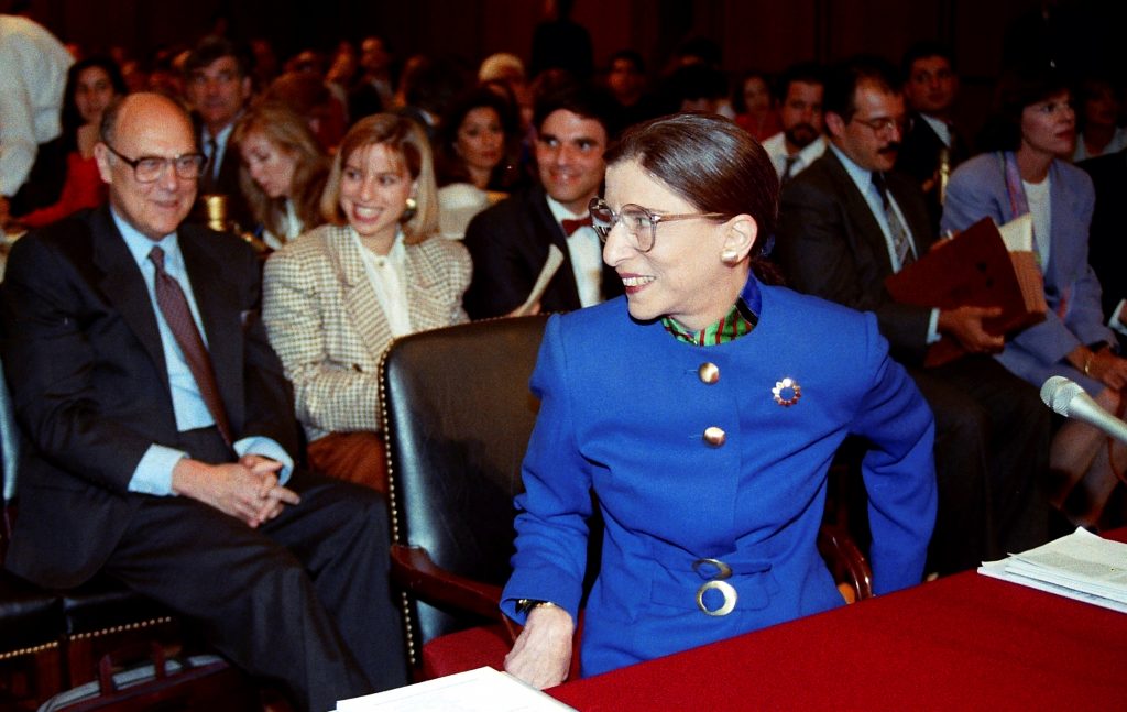 Supreme Court nominee Judge Ruth Bader Ginsburg during her confirmation hearing in Washington