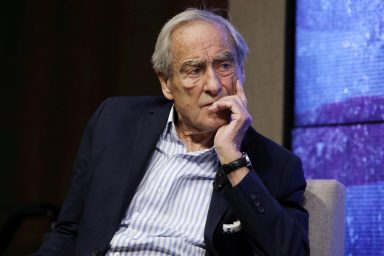 FILE PHOTO: Reuters Editor-at-Large Sir Harold Evans speaks at a Reuters Newsmaker event in New York