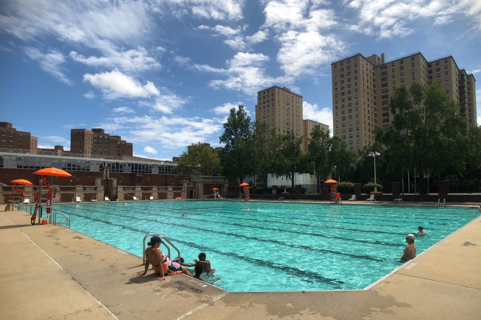Taking a swim at the Hamilton Fish Pool on the Lower East Side during
