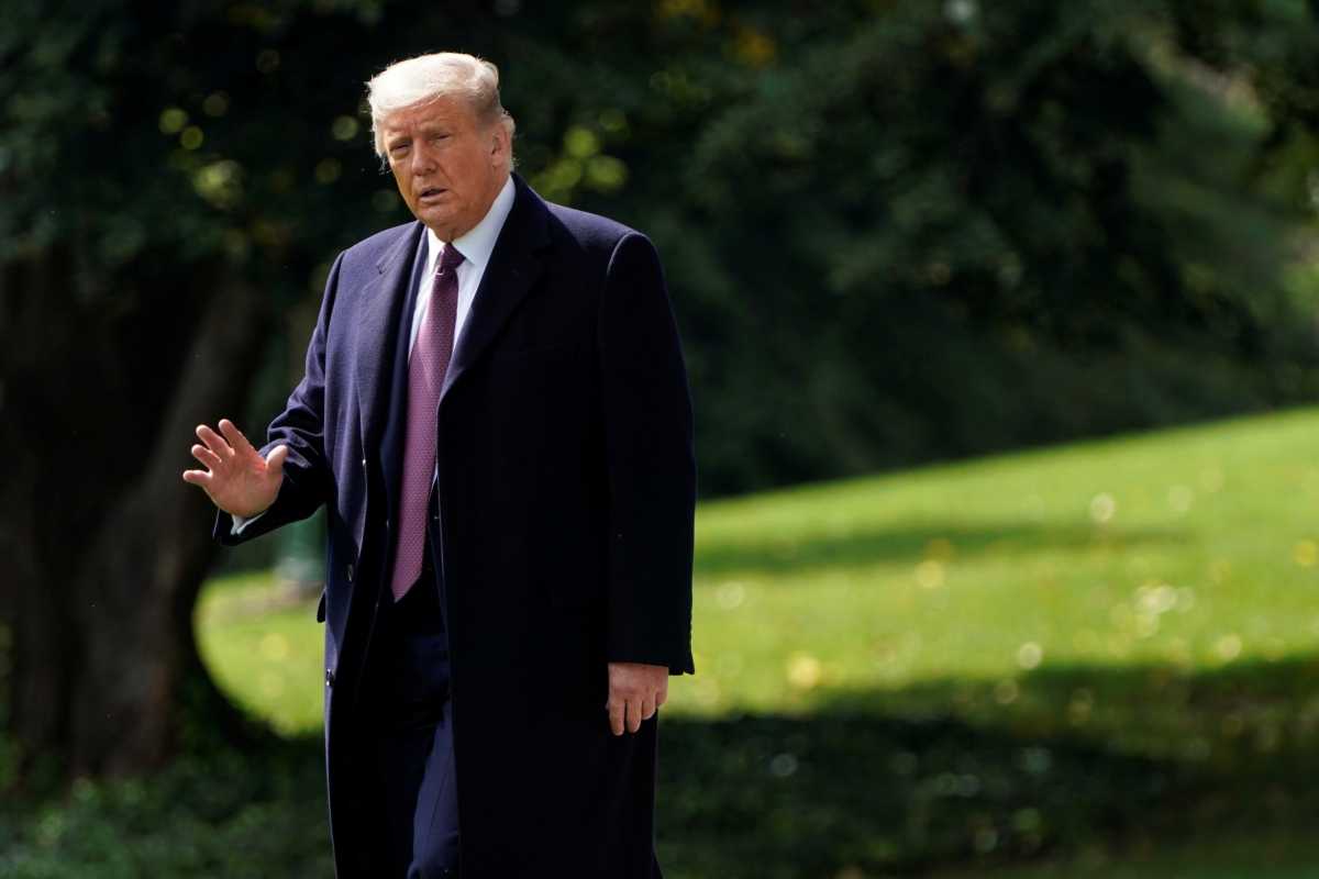U.S. President Donald Trump departs from the White House in Washington