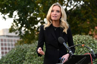 FILE PHOTO: White House Press Secretary Kayleigh McEnany speaks to members of the media at the White House in Washington