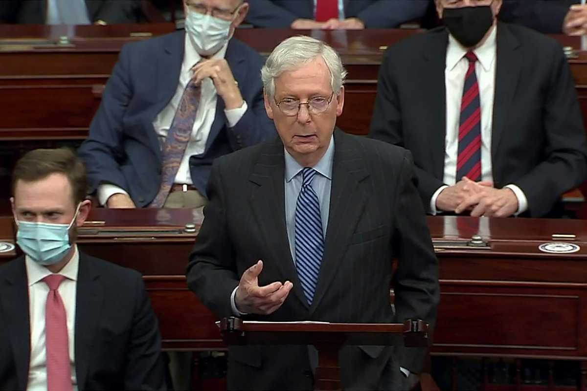 Senate Majority Leader Mitch McConnell speaks before U.S. Senate votes on the confirmation of President Donald Trump’s nominee Judge Amy Coney Barrett in Washington