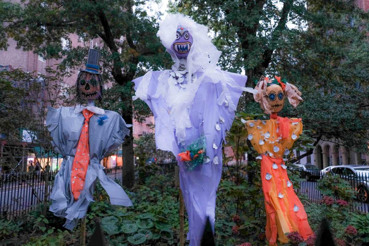 The Stonewall National Monument has its share of scarecrows.
