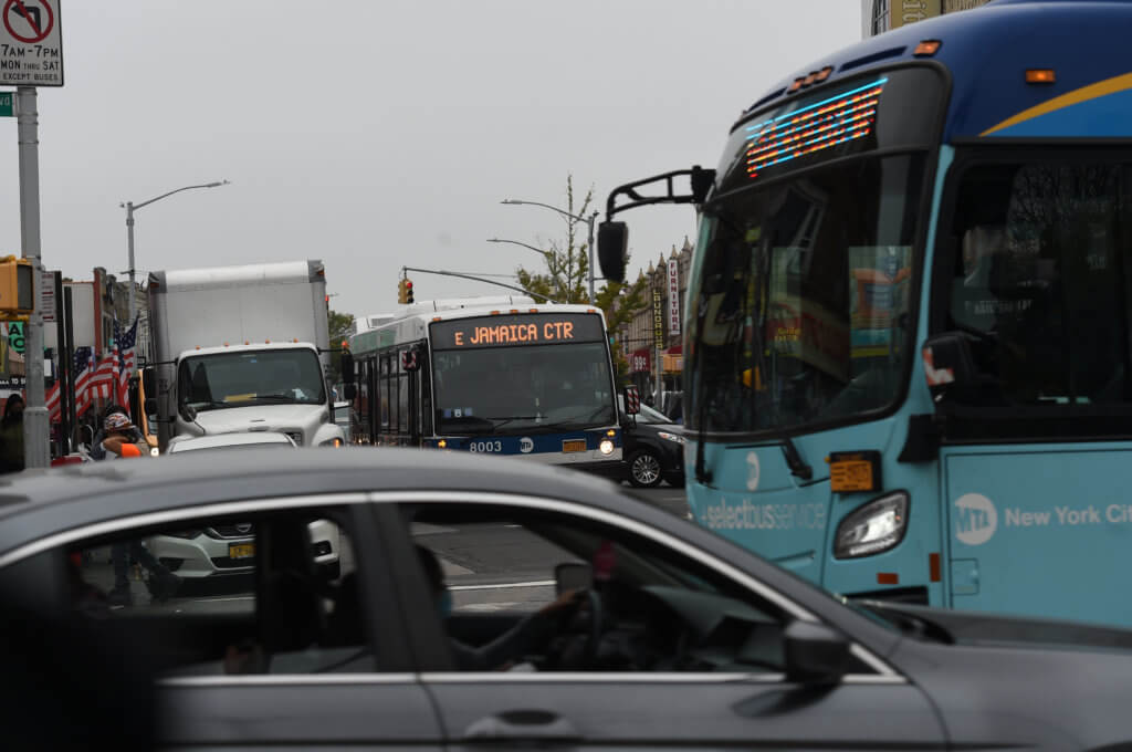 Transit advocates rally in Jamaica for bus lane completion QNS