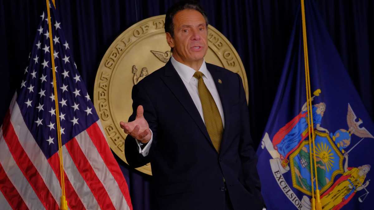 Andrew Cuomo at a press conference