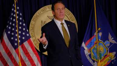 Andrew Cuomo at a press conference