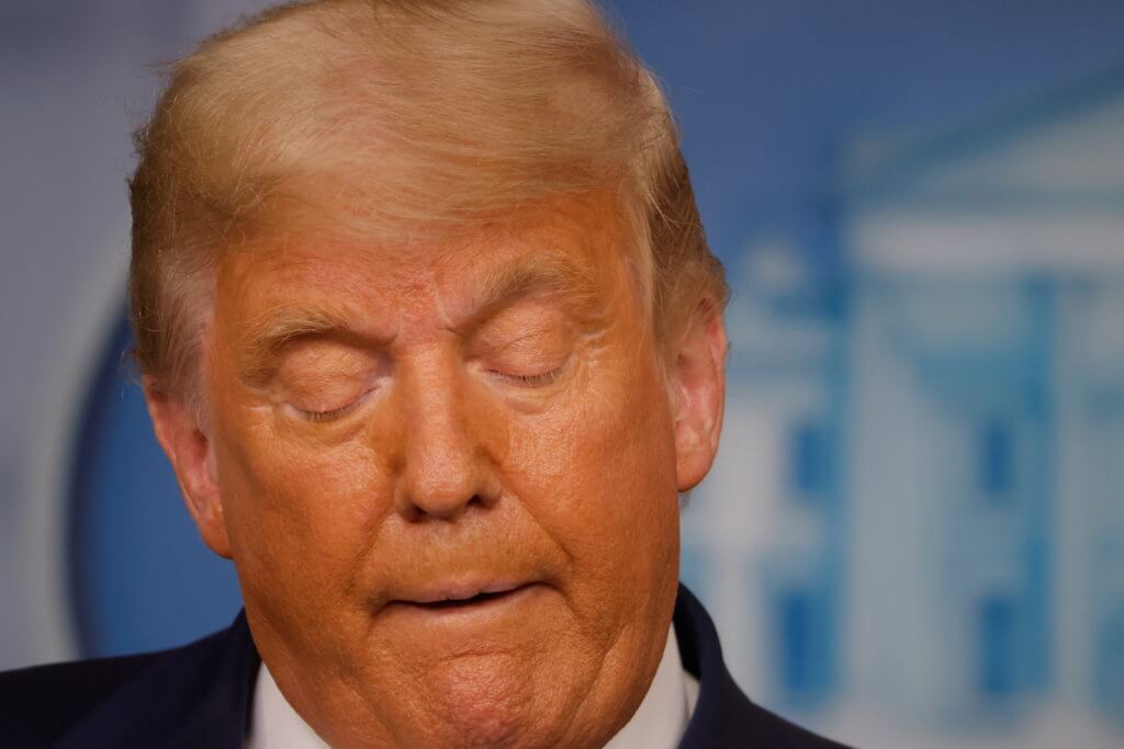 U.S. President Trump speaks to reporters about the 2020 presidential election at the White House in Washington
