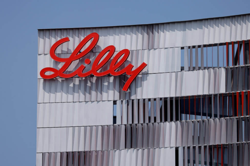 FILE PHOTO: Eli Lilly logo is shown on one of their offices in San Diego
