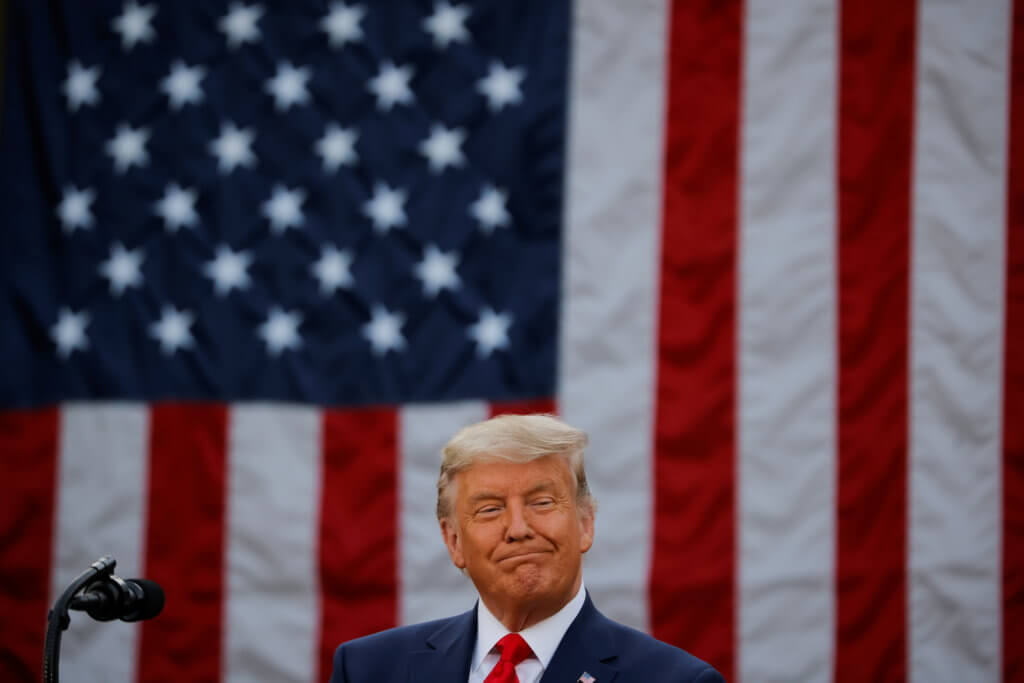 U.S. President Trump delivers update on so-called Operation Warp Speed coronavirus treatment program in an address from the Rose Garden at the White House in Washington