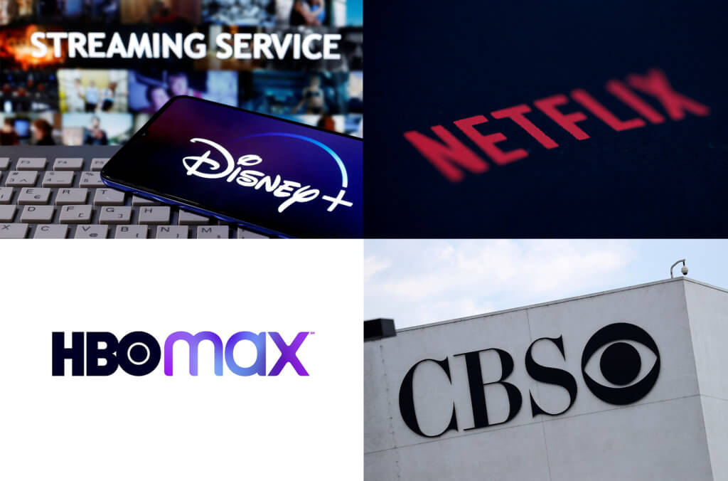 FILE PHOTO: The logos of Disney+, Netflix, HBOMax and CBS in this combination photo from Reuters files