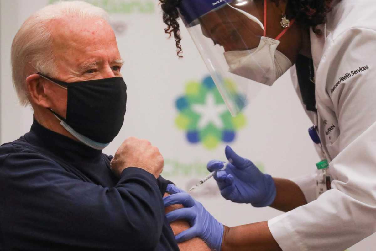 U.S. President-elect Joe Biden receives a dose of a COVID-19 vaccine at ChristianaCare Christiana Hospital in Newark