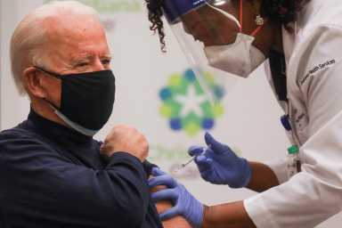 U.S. President-elect Joe Biden receives a dose of a COVID-19 vaccine at ChristianaCare Christiana Hospital in Newark