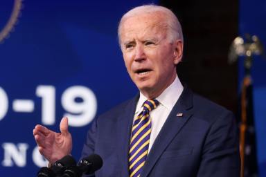 U.S. President-elect Joe Biden delivers remarks on the U.S. response to the coronavirus disease (COVID-19) outbreak, at his transition headquarters in Wilmington