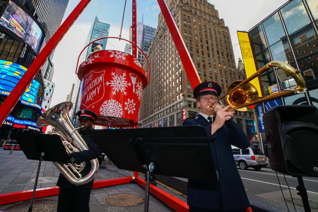 Ready for holiday giving, Salvation Army installs giant Red Kettle in