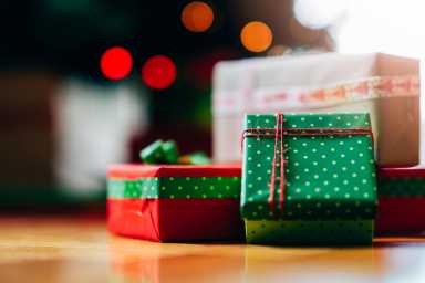 Red and green Christmas gifts