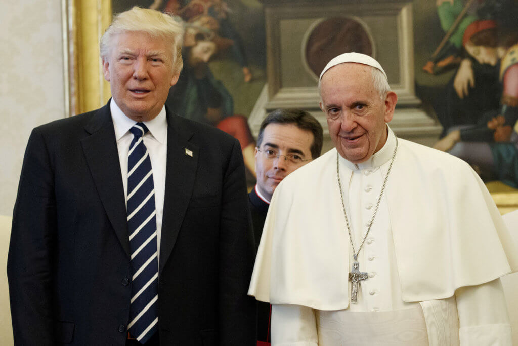 FILE PHOTO: U.S. President Donald Trump and Pope Francis meet at the Vatican