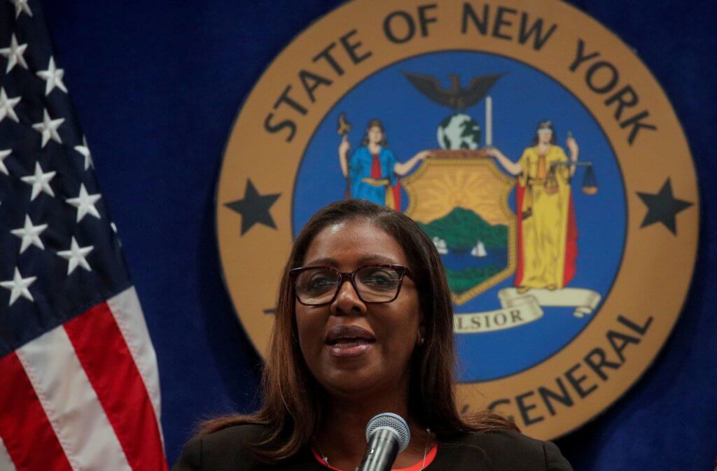 FILE PHOTO: New York State Attorney General Letitia James speaks speaks at a news conference