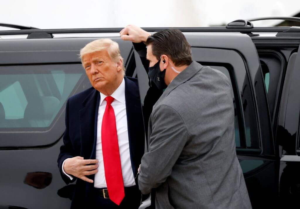 U.S. President Donald Trump returns after visiting the U.S.-Mexico border wall, in Texas