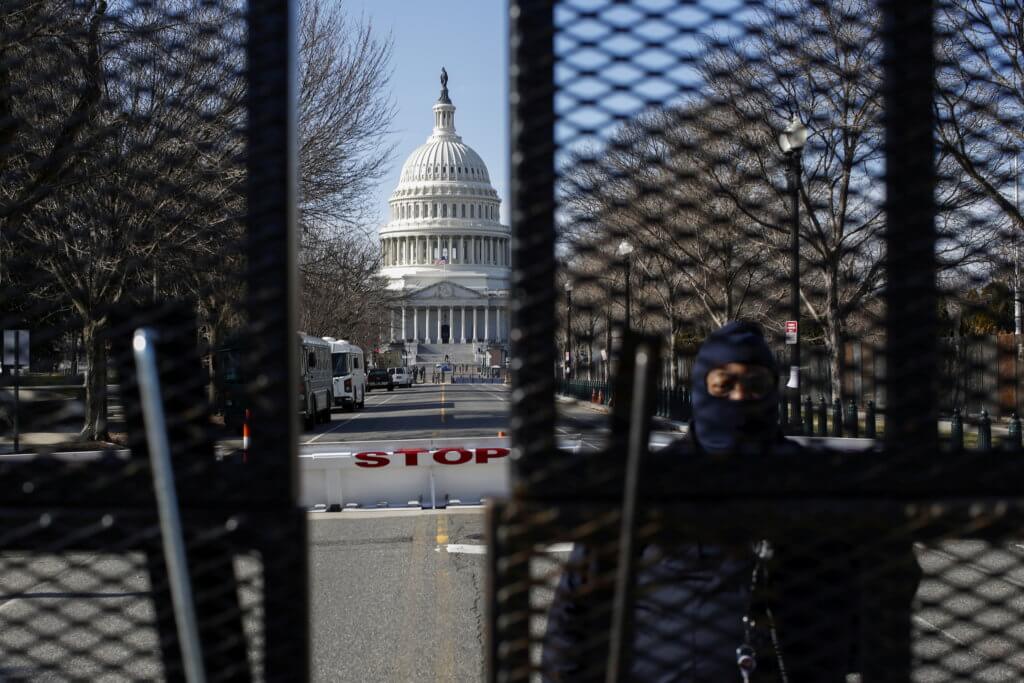 Capitol police secure the area ahead of U.S. President-elect Joe Biden’s inauguration, in Washington