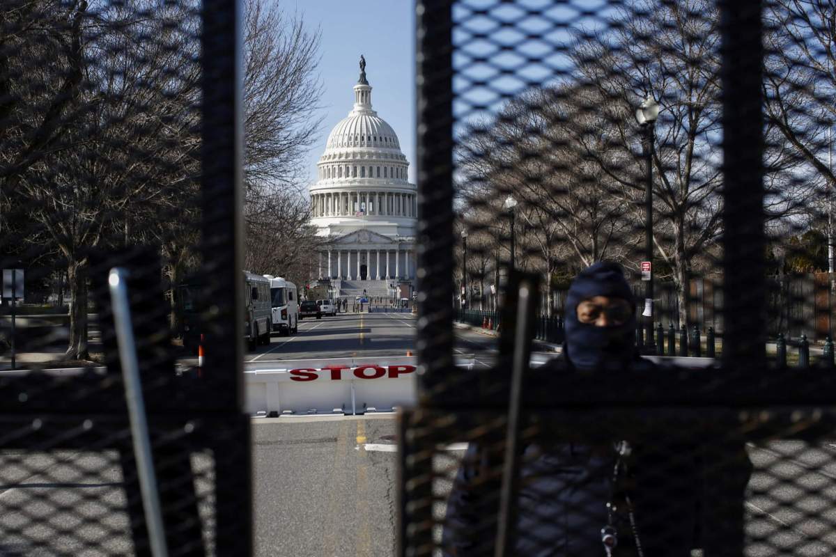 Capitol police secure the area ahead of U.S. President-elect Joe Biden’s inauguration, in Washington