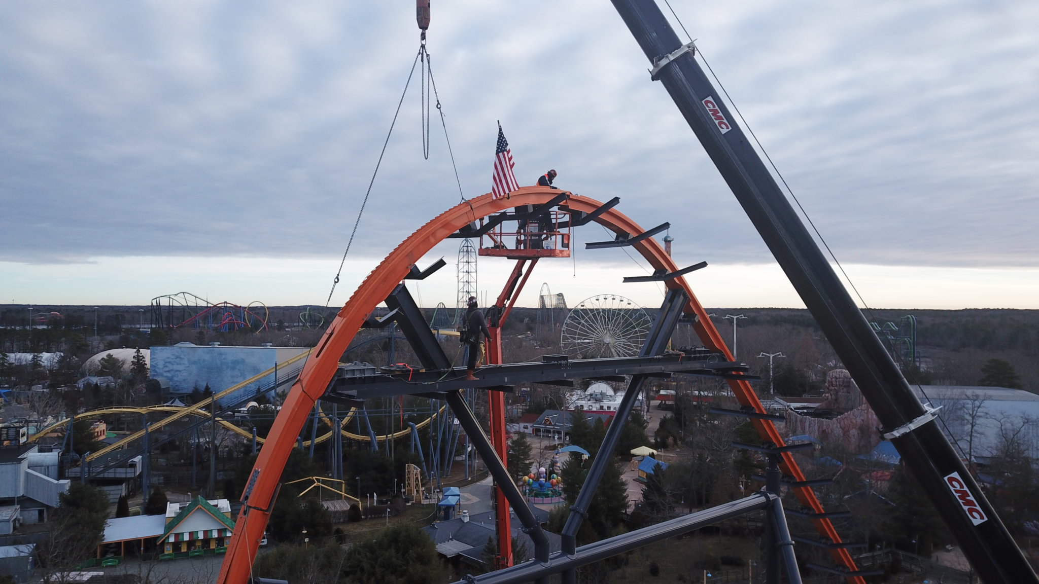 New 130foot ‘Jersey Devil’ roller coaster tops off at Six Flags Great