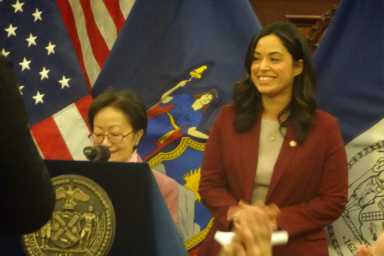 Councilwomen Margaret Chin and Carlina Rivera (Photo by William Engel)