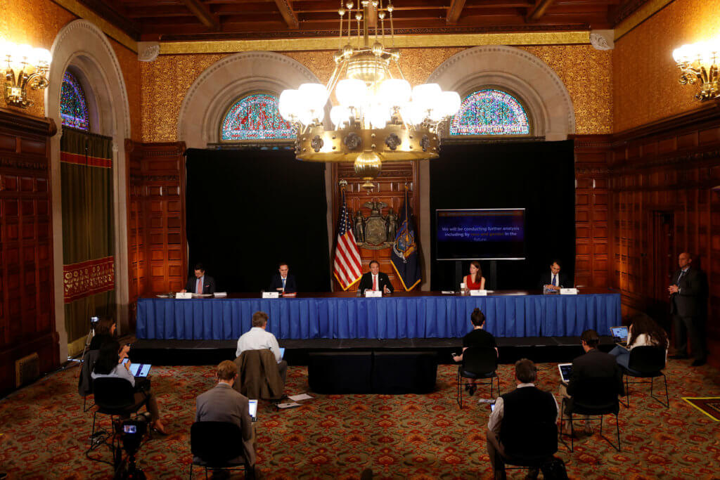 New York Governor Andrew Cuomo holds daily briefing at State Capitol during outbreak of the coronavirus disease (COVID-19) in Albany