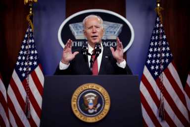 FILE PHOTO: U.S. President Joe Biden visits the Pentagon in Arlington, Virginia