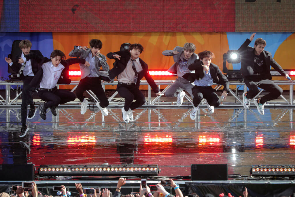 FILE PHOTO: Members of K-Pop band BTS perform on ABC’s ‘Good Morning America’ show in Central Park in New York