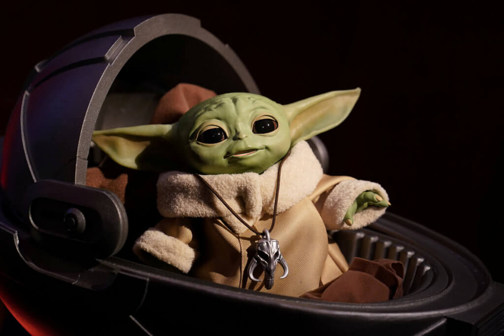 FILE PHOTO: An animatronic Baby Yoda toy is pictured  during a “Star Wars” advance product showcase in the Manhattan borough of New York City
